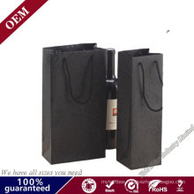 Black Paper Bag for Red Wine Single Wine Bottle Tea Cans Packaging Shopping Bag with Handle